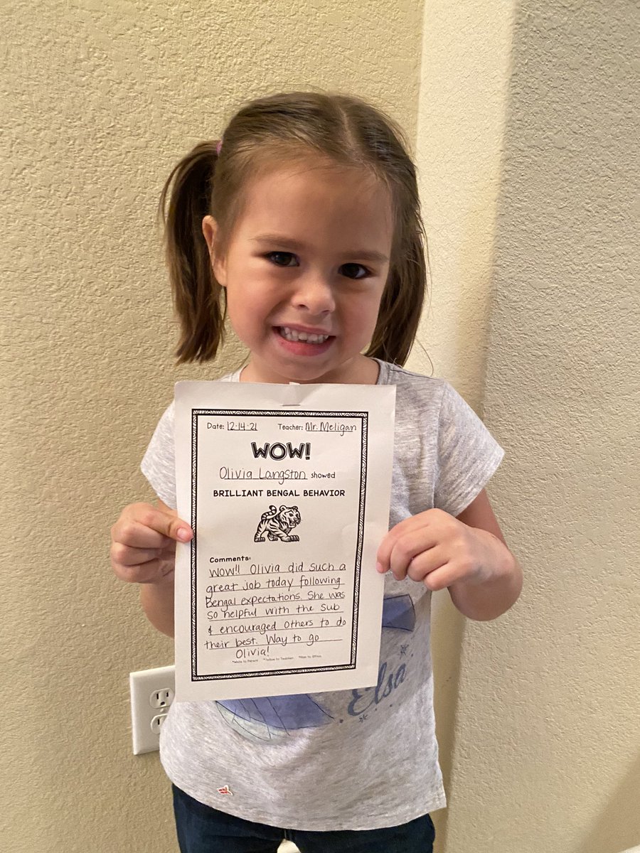 WOW! So proud of my girl! 🥰😍👏<a href="/BryantElem/">Bryant Elementary</a> <a href="/WolfkillsPups/">Mrs. Wolfkill</a> #kindergartencutie #bengalpride