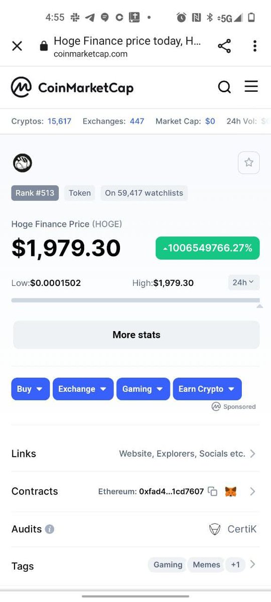 Wow. Devs did something. #hoge $hoge <a href="/CoinMarketCap/">CoinMarketCap</a> #CoinMarketCap #CMC #crypto $BTC $ETH $DOGE