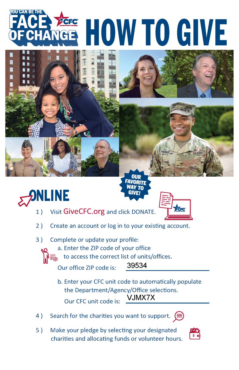 The Combined Federal Campaign has made its way to Keesler! The #CFC is the official workplace giving campaign for federal employees and retirees, supporting those in need around the world. You can donate by downloading the mobile app or visiting givecfc.org