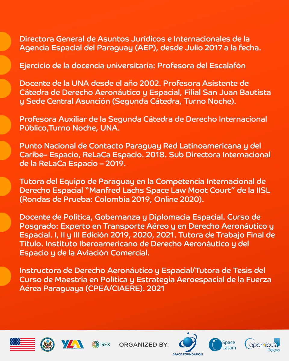 SpaceLatam's tweet photo. El próximo sábado 18/12 a las 11hs contaremos con la presencia de La Dra. Hebe Luisa Romero Talavera,Directora General de Asuntos Jurídicos e Internacionales de la @agenciaespacia3

El registro es gratuito desde https://t.co/9VrQlF1gGu 🚀🚀 https://t.co/012ztDn7kg