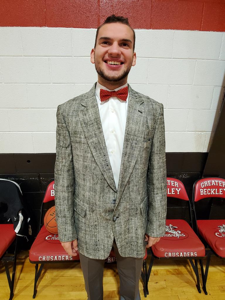 My man <a href="/DrumhellerEzra/">Coach Ez</a> looking quite dapper for his coaching debut tonight. He will be on the bench when <a href="/GBCBasketball/">Greater Beckley Christian Boys Basketball</a> hosts Class A No. 1 <a href="/MavsJm/">JM Mavs Athletics</a> tonight in an early season Top-5 showdown... #WVPrepBB