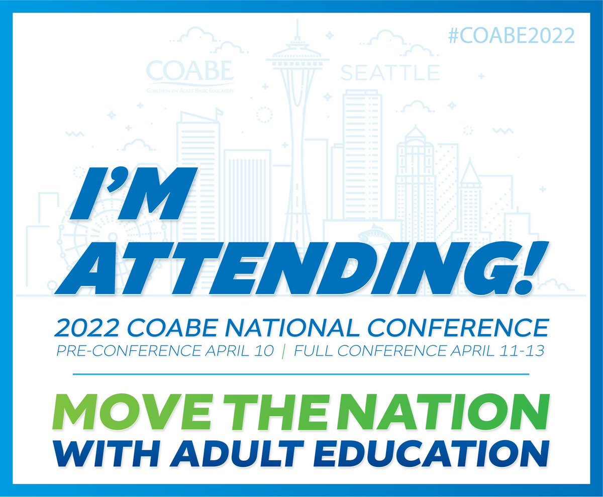 Are you attending COABE 2022? Registration is now open for the 2022 COABE National Conference in beautiful Seattle, Washington! Can't make it in person? No problem! We are offering a virtual experience as well! Click here for more details: coabenationalvirtualconf.pathable.co/?openNativeApp…
#coabe2022
