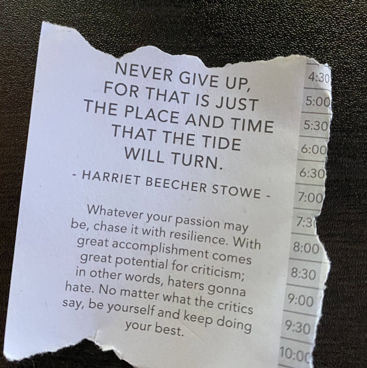 HollyConrad's tweet image. I’ve has this little torn note on my desk since 2019, and with some potential good news I’m finally believing that it’s true. Never, ever give up. Don’t let anyone take what you love if it brings good into the world.
