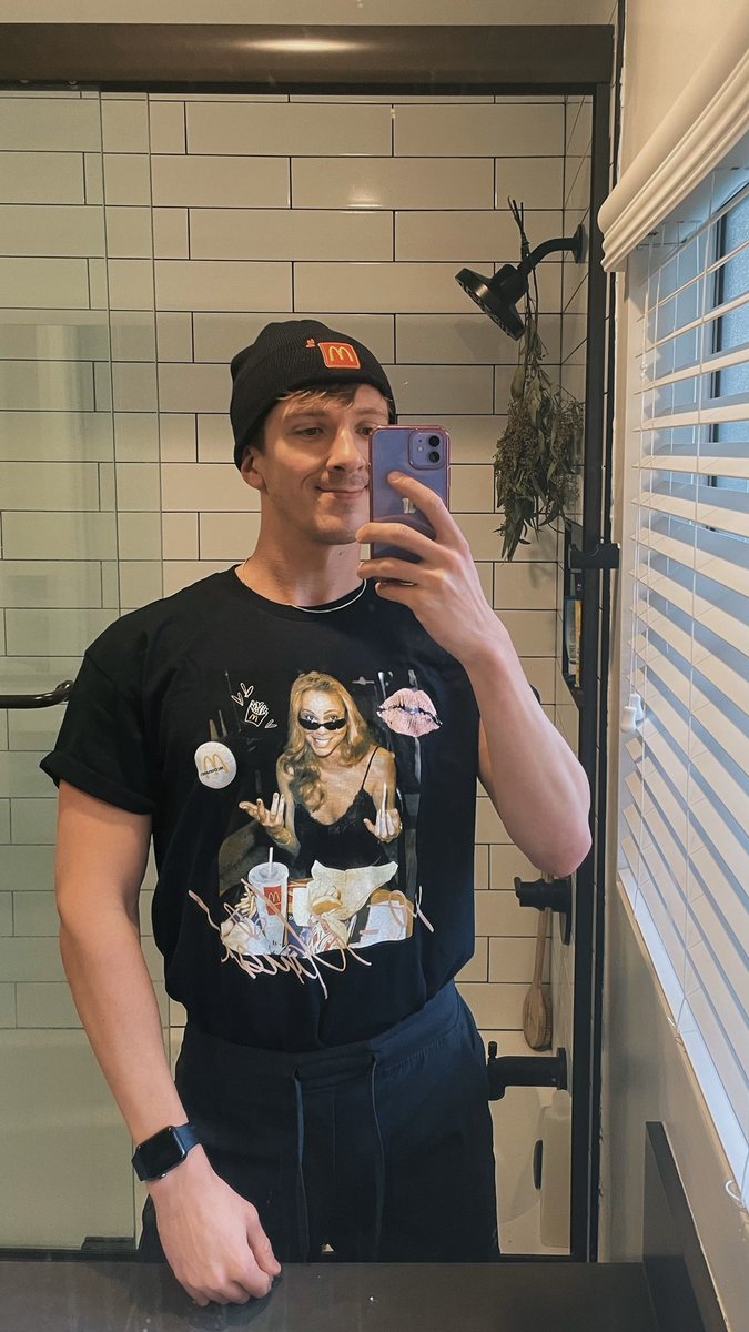 sbstryker's tweet photo. “Are you wearing…”
“The official Mariah Menu swag? Yes, I am.”

cc: @MariahCarey @McDonalds https://t.co/Il3NB1UNoI