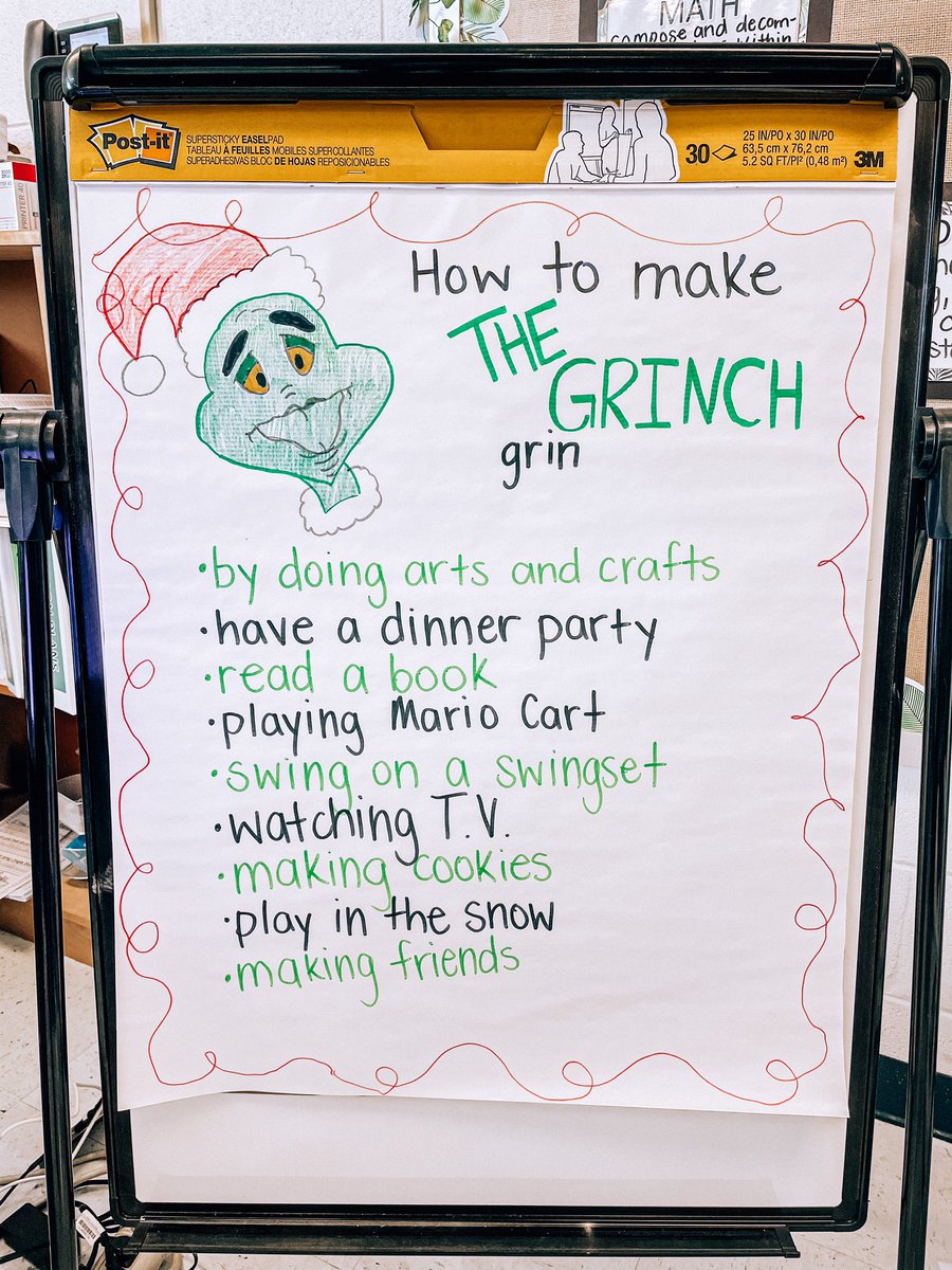 Grinch day! 💚🌲 It was so fun reading How the Grinch Stole Christmas and completing activities to go along with it! The student’s writing pieces turned out so cute! 😍I am also very proud of how the anchor chart turned out 😜 the idea came from Pinterest!