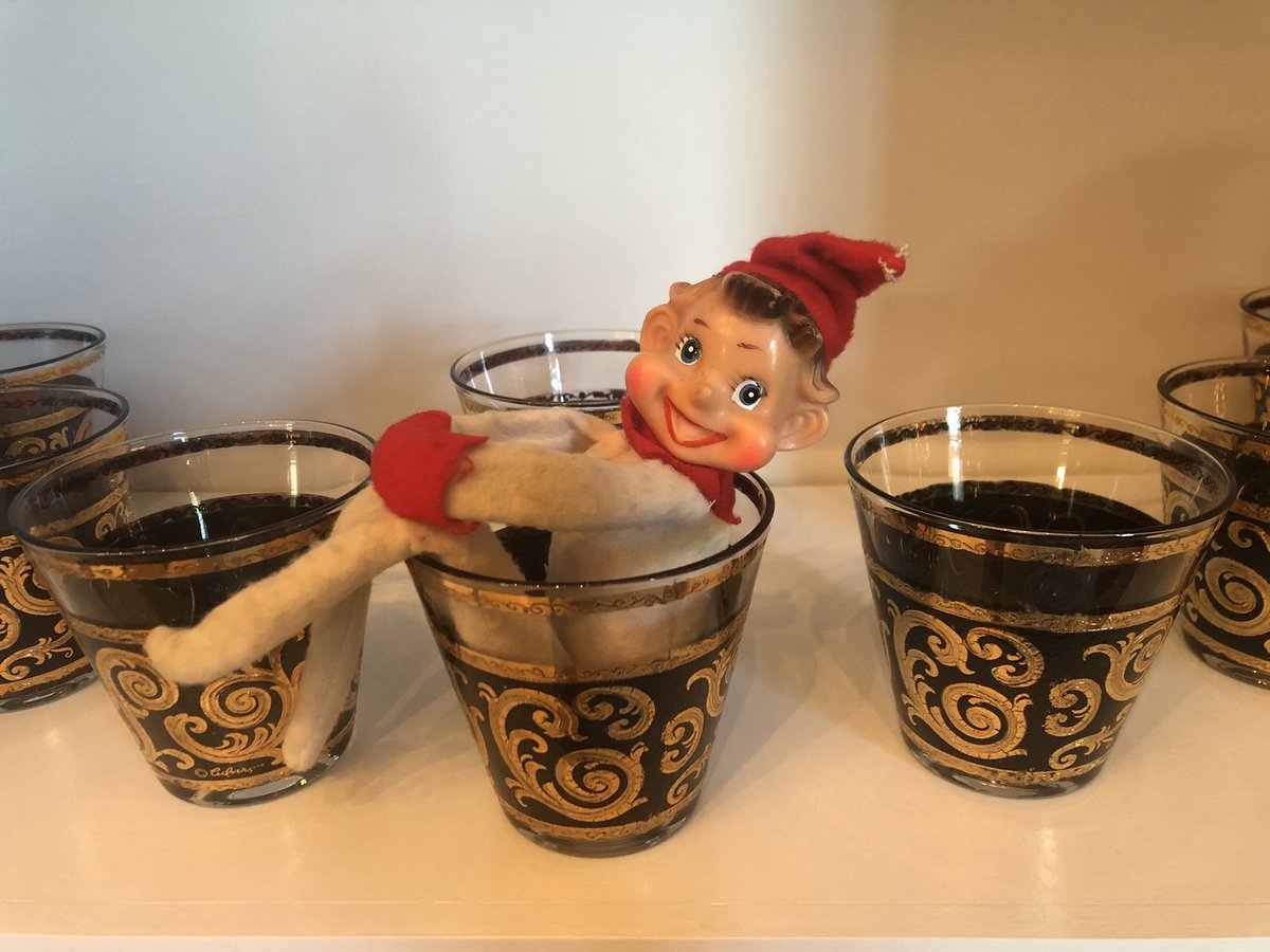 Not the #Culver glasses, #ElfOnTheTopShelf #Christmas #elfontheshelf #cocktails