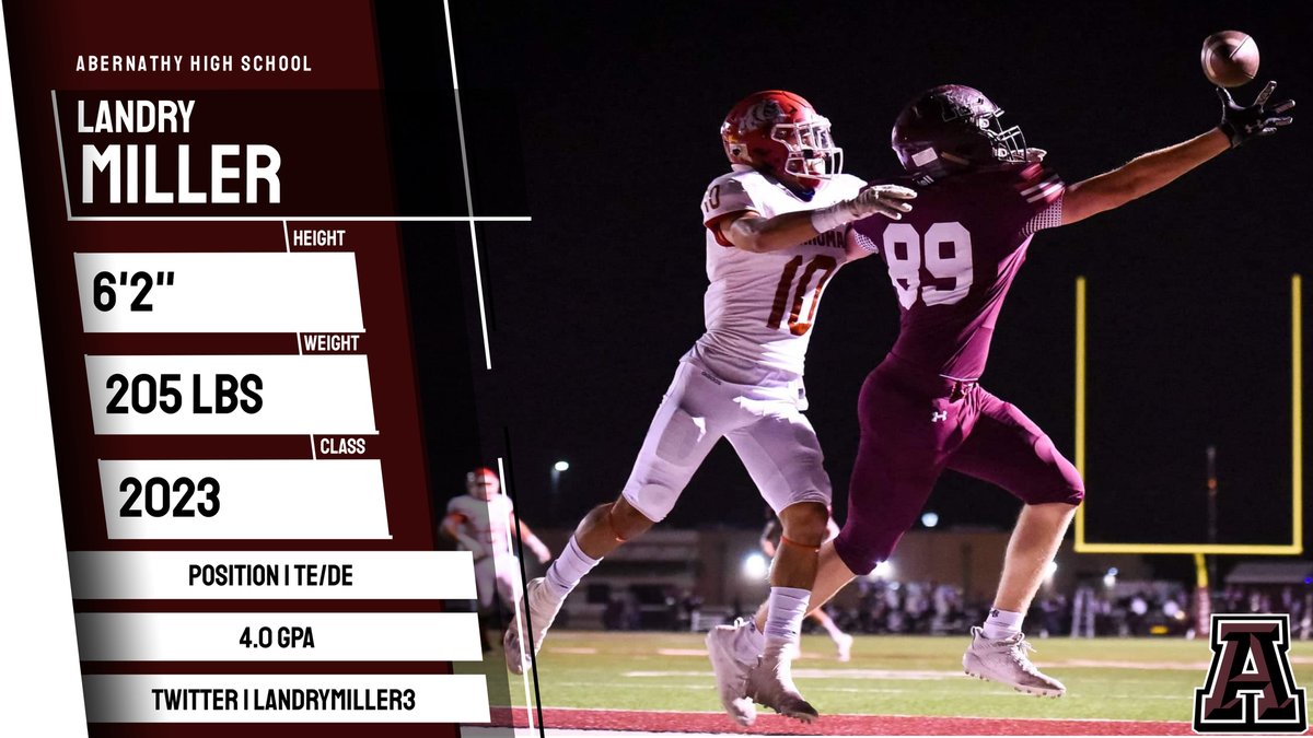 TE/DE Landry Miller hands are top notch. #RecruitTheLopes <a href="/LandryMiller3/">Landry Miller</a> <a href="/series_legend/">series legend</a> <a href="/TrustMyEyesO/">⭕️FFERTUNITY</a> @806HsscConnect <a href="/AbernathyFB/">Abernathy Football & Recruiting</a> 

hudl.com/video/3/101780…