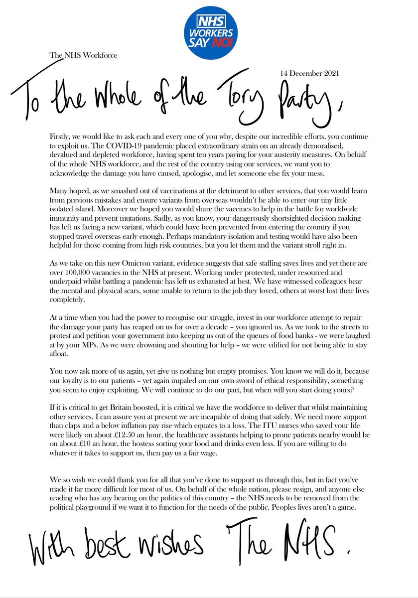 Our letter to the whole of the Tory Party…
