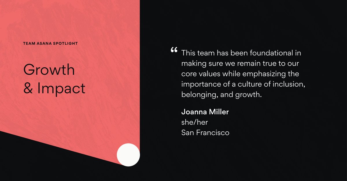 asana's tweet photo. It's #TeamAsana Tuesday & our Growth & Impact team is giving you a glimpse into their work, with the ultimate goal of ensuring all Asanas are thriving, growing, and making an impact. 🚀 Find out what it's like to be on the team! https://t.co/40vm6SYIUZ https://t.co/XVGfTmWYUl