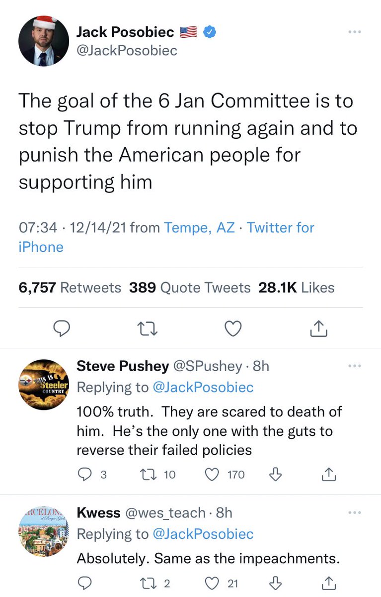 JackPosobiec's tweet photo. Twitter has applied a warning label and reply downvoting on my Jan 6 Committee tweet https://t.co/mJbresS8rL