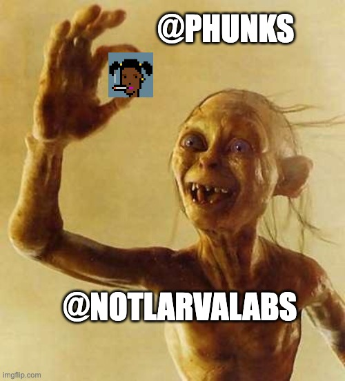 Dan99258925's tweet photo. My precious, my precious!  #Phunks to rule them all. @notlarvalabs #Cryptophunks https://t.co/gMsMQaJJds