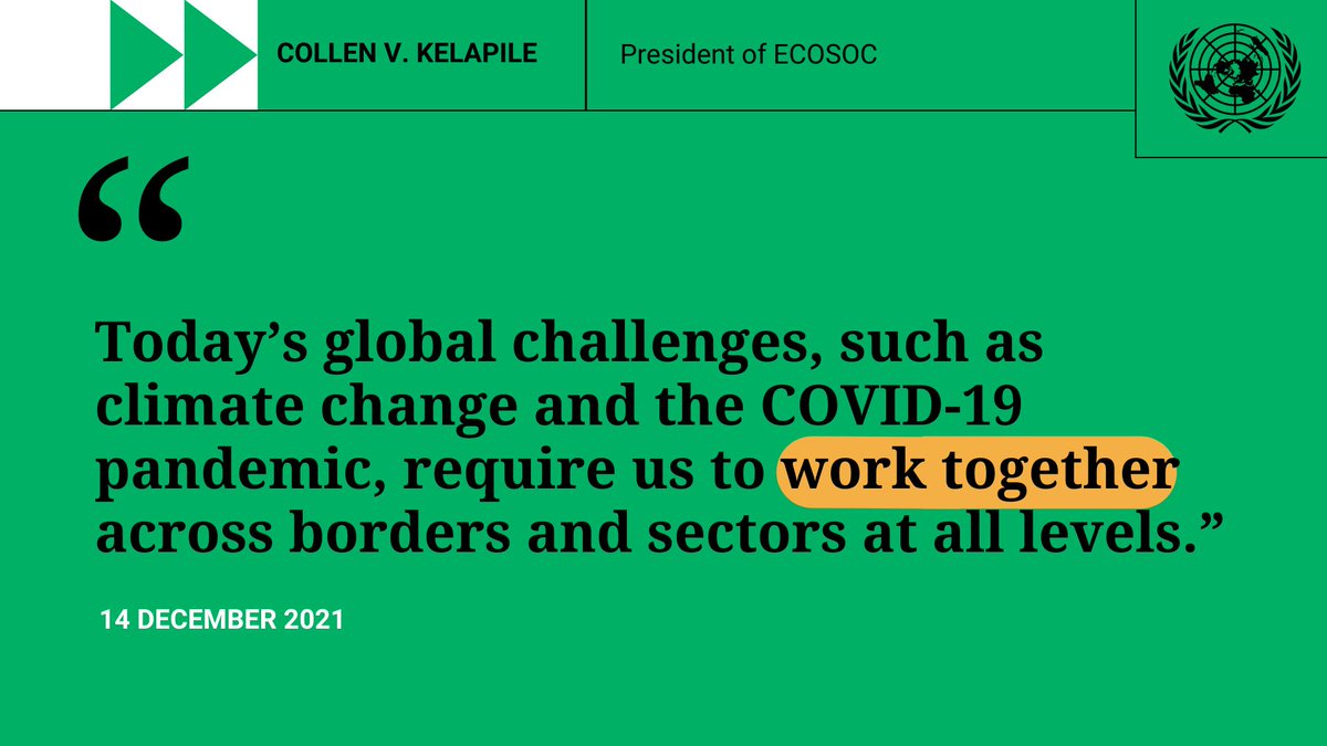 UN's tweet photo. "Global challenges, such as climate change &amp; the #COVID19 pandemic, require us to work together."

-- @UNECOSOC President is committed to strengthening multilateralism &amp; increasing ambition for sustainable development &amp; #ClimateAction. https://t.co/MKbaDHl6df https://t.co/rDuIftMK2H