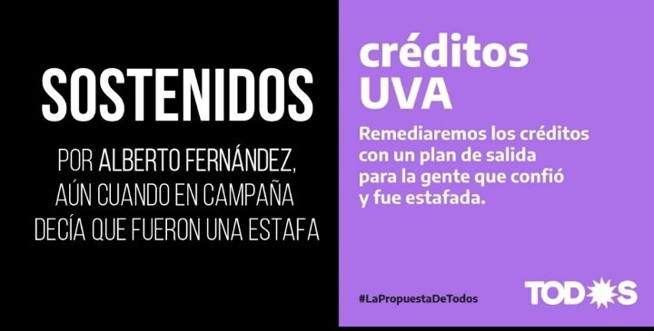 #SolucionUVA urgente!!!
Los #HipotecadosUVA seguimos esperando que <a href="/alferdez/">Alberto Fernández</a> cumpla las promesas de campaña
