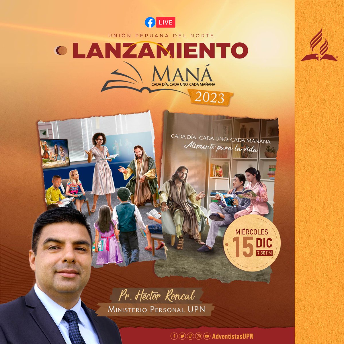 AdventistasUPN's tweet image. 📣 Lanzamiento #Maná2023 📖✨ Conoce todo lo que se viene el próximo año para seguir motivando el estudio diario de la Palabra de Dios.

🗓 Miércoles 15 de diciembre
⏰ 7:30 P.M.

Cada día, cada uno, cada mañana. ¡Alimento para la vida!