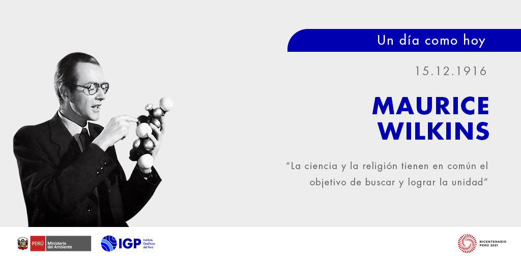 igp_peru's tweet photo. Hace 105 años, nació el biofísico Maurice Hugh Wilkins.
Su investigación sobre la estructura molecular de los ácidos nucleicos contribuyó a ampliar el conocimiento sobre dicha materia.👨🏻🔬
#IGPeduca #Undíacomohoy #MauriceFrederickWilkins #Science https://t.co/24MVtfPqmy