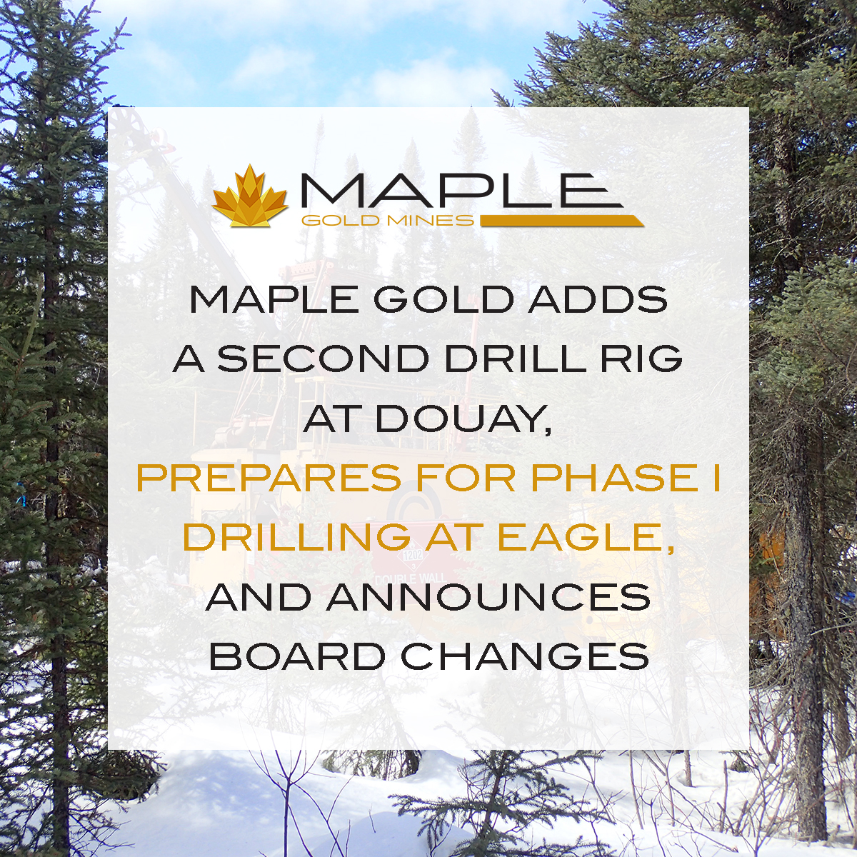 MapleGoldMines's tweet photo. 🚨NEWSFLASH: $MGM adds a second rig at #Douay while preparing for Phase I of drilling at #Eagle, as well as appointing Michelle Roth as Chairman.
👀 Read the full news release here: https://t.co/6xcBIihNM1
#gold #goldstocks #miningstocks #juniormining #goldexploration #abitibi https://t.co/eNLxsNIaRT