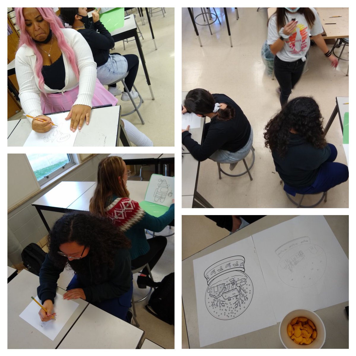 Truman_NAHS's tweet photo. Before we got too serious today,  THS NAHS made blind drawings based on a partner's description. Hilarity ensued! #wearetruman https://t.co/LcKXCzBI4d