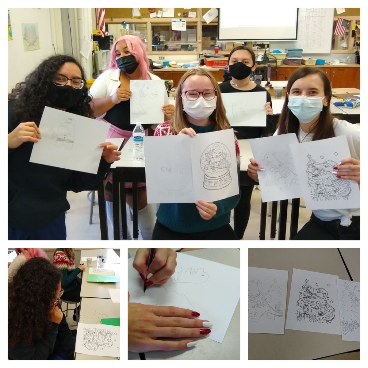 Truman_NAHS's tweet photo. Before we got too serious today,  THS NAHS made blind drawings based on a partner's description. Hilarity ensued! #wearetruman https://t.co/LcKXCzBI4d