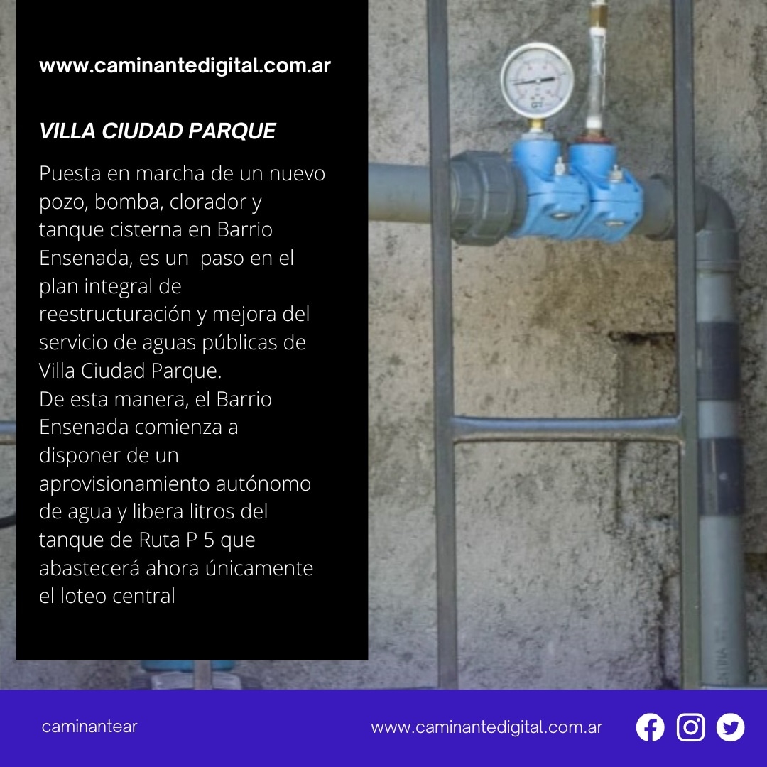 Continúan las obras de mejoras en el servicio de agua corriente en <a href="/vcpcomuna/">Comuna Villa Ciudad Parque</a> #VillaCiudadParque