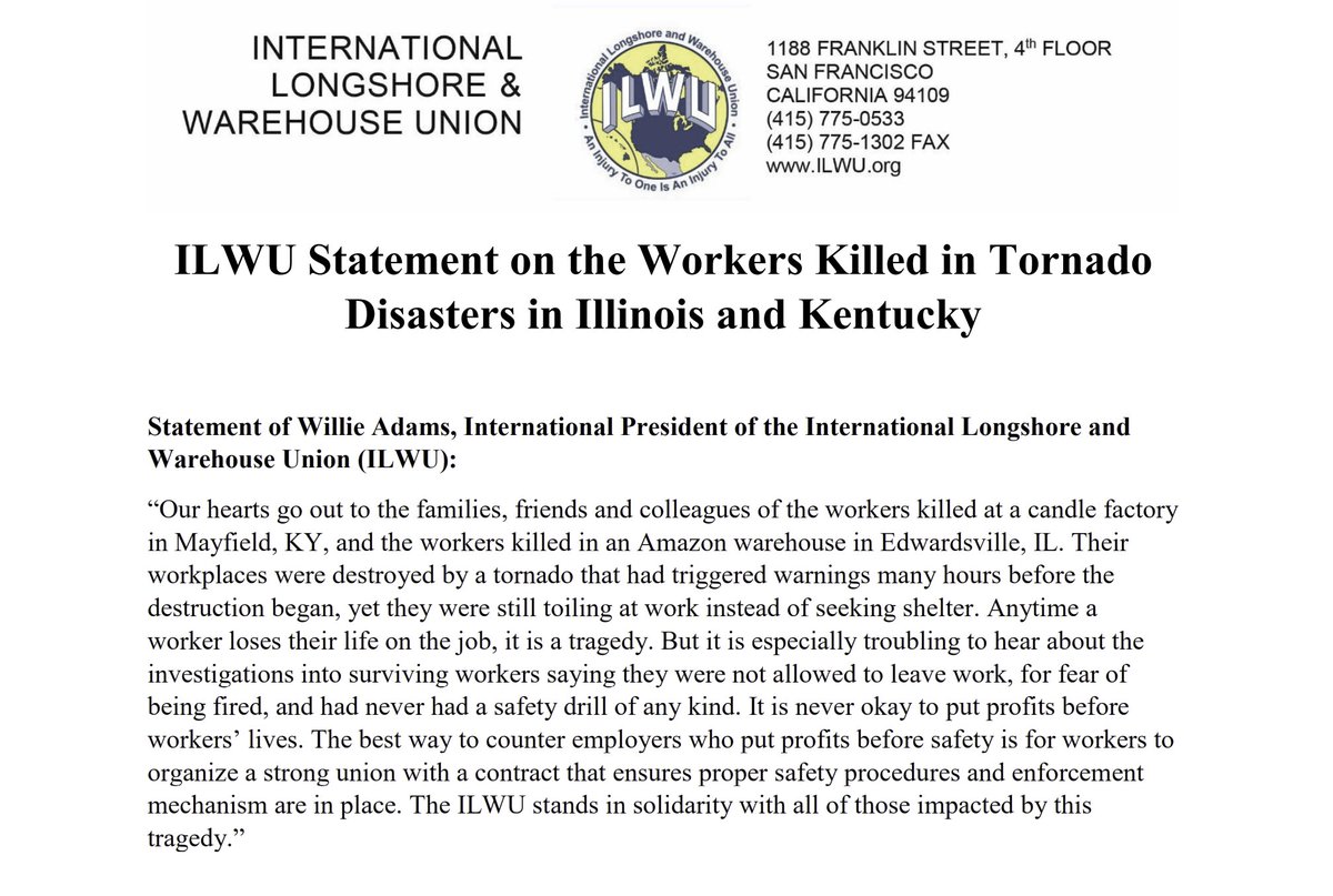 ilwulongshore's tweet image. Read the full text on our FB page facebook.com/LongshoreWorke… #KentuckyStrong #AmazonWorkers #SafetyFirst #UnionYes