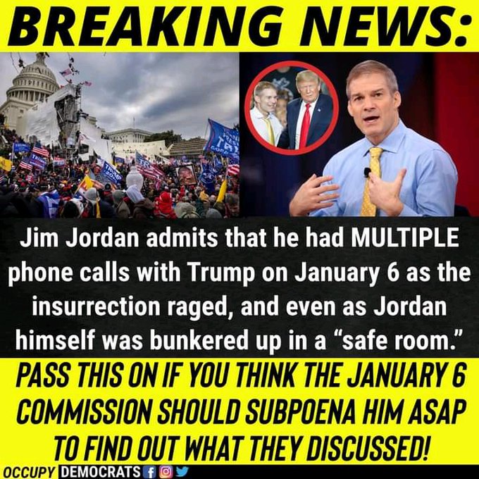 FactsATruth's tweet photo. The text messages turned over by Mark Meadows could be from Jim Jordan. He had admitted that he had multiple phone calls with Trump on January 6.
#JimJordanMustGo
#JimJordanIsATraitor https://t.co/HZYJwBtzJc