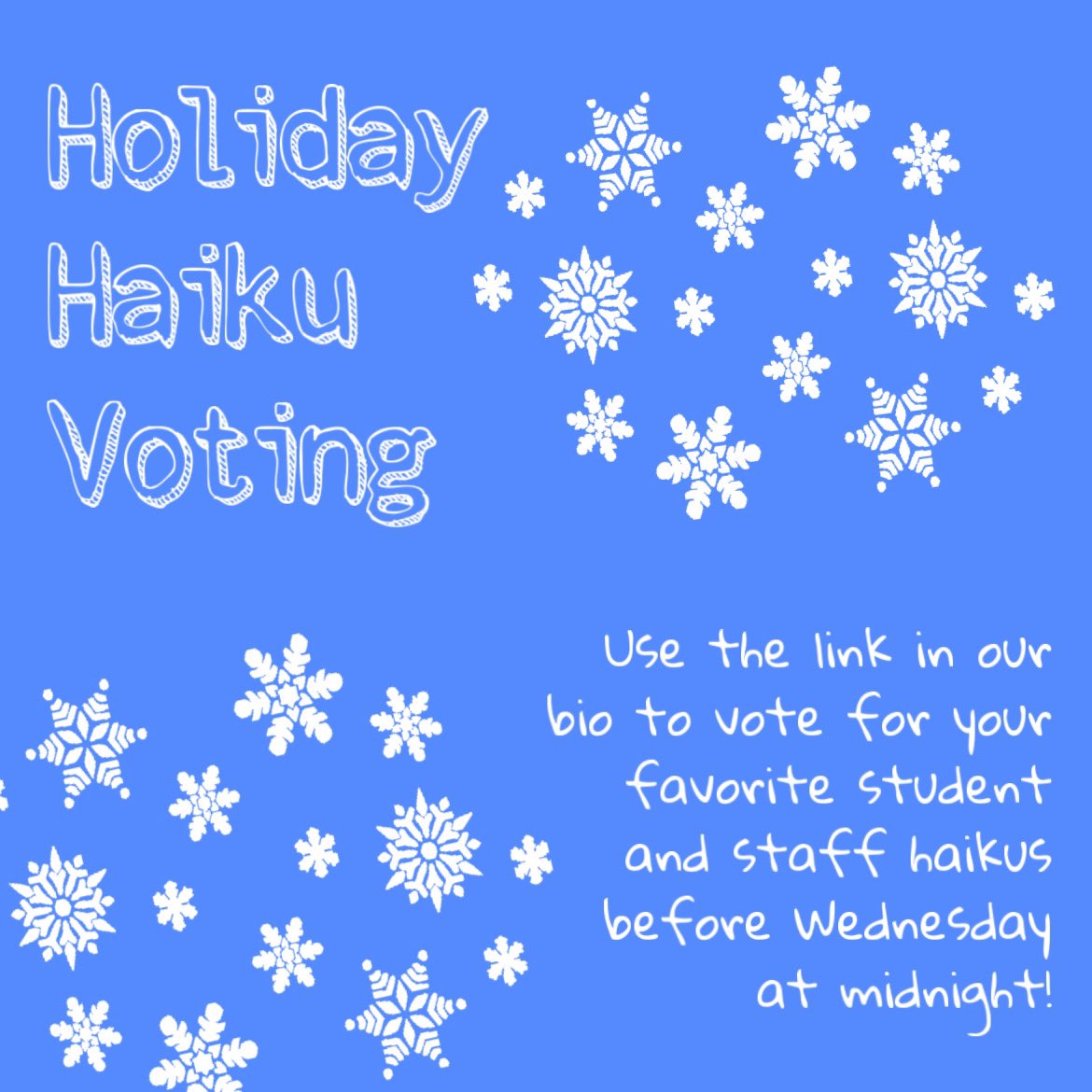 The holiday haikus are in! Vote for your favorites by Wednesday at midnight here:
forms.gle/gFjsKYKCqAs6uh…