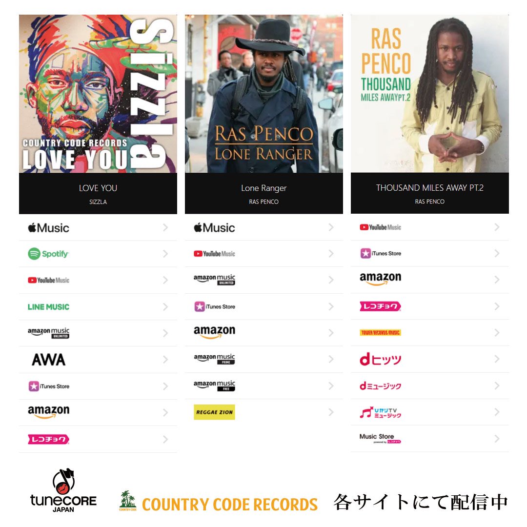 StreetVybz088's tweet image. LOVE YOU - SIZZLA
linkco.re/aDHqHm9N

Lone Ranger - RAS PENCO
linkco.re/VuYqa0Ss

THOUSAND MILES AWAY PT.2 - RAS PENCO
linkco.re/hFRuGm0Z

#CountryCodeRecords #高知 #StreetVybz #sizzla #raspenco #コンチコード