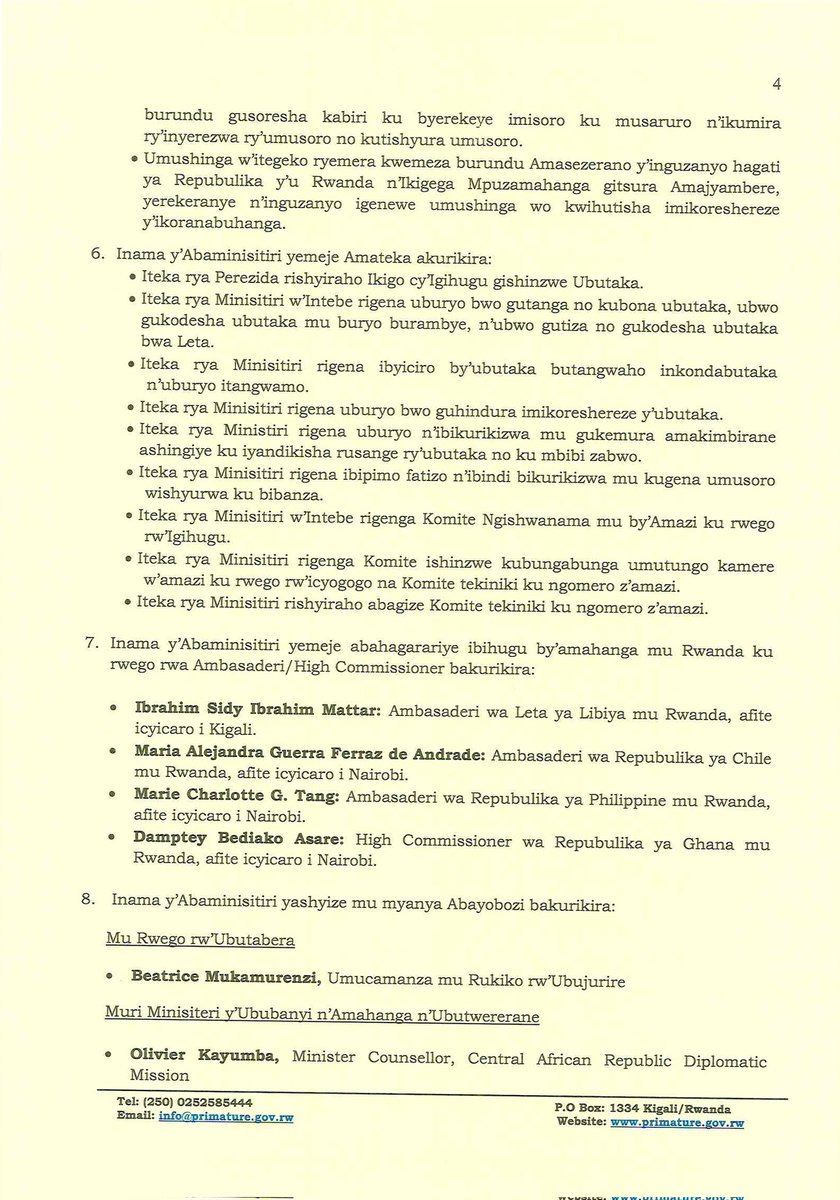 Itangazo ry'Ibyemezo by'Inama y'Abaminisitiri yo ku wa 14 Ukuboza 2021