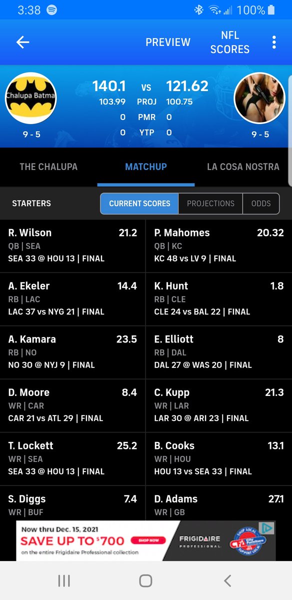 Jaywill021's tweet photo. @AustinEkeler Big win to secure a playoff spot. Thx!!! https://t.co/wbLH0S6WTj