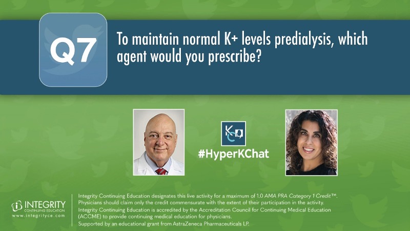 @BakrisGeorge Q7: 👏Based on what we know about Kevin, to maintain normal K+ levels predialysis, which agent would you prescribe? #HyperKChat