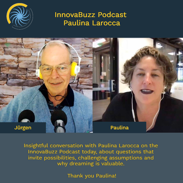 Insightful conversation with <a href="/Paulina_Larocca/">Paulina Larocca - Creative Catalyst</a> on the #InnovaBuzz Podcast today, about questions that invite possibilities, challenging assumptions and why dreaming is valuable. Thank you Paulina! Episode to publish in Feb. 
.
.
.
#innovation #creativity