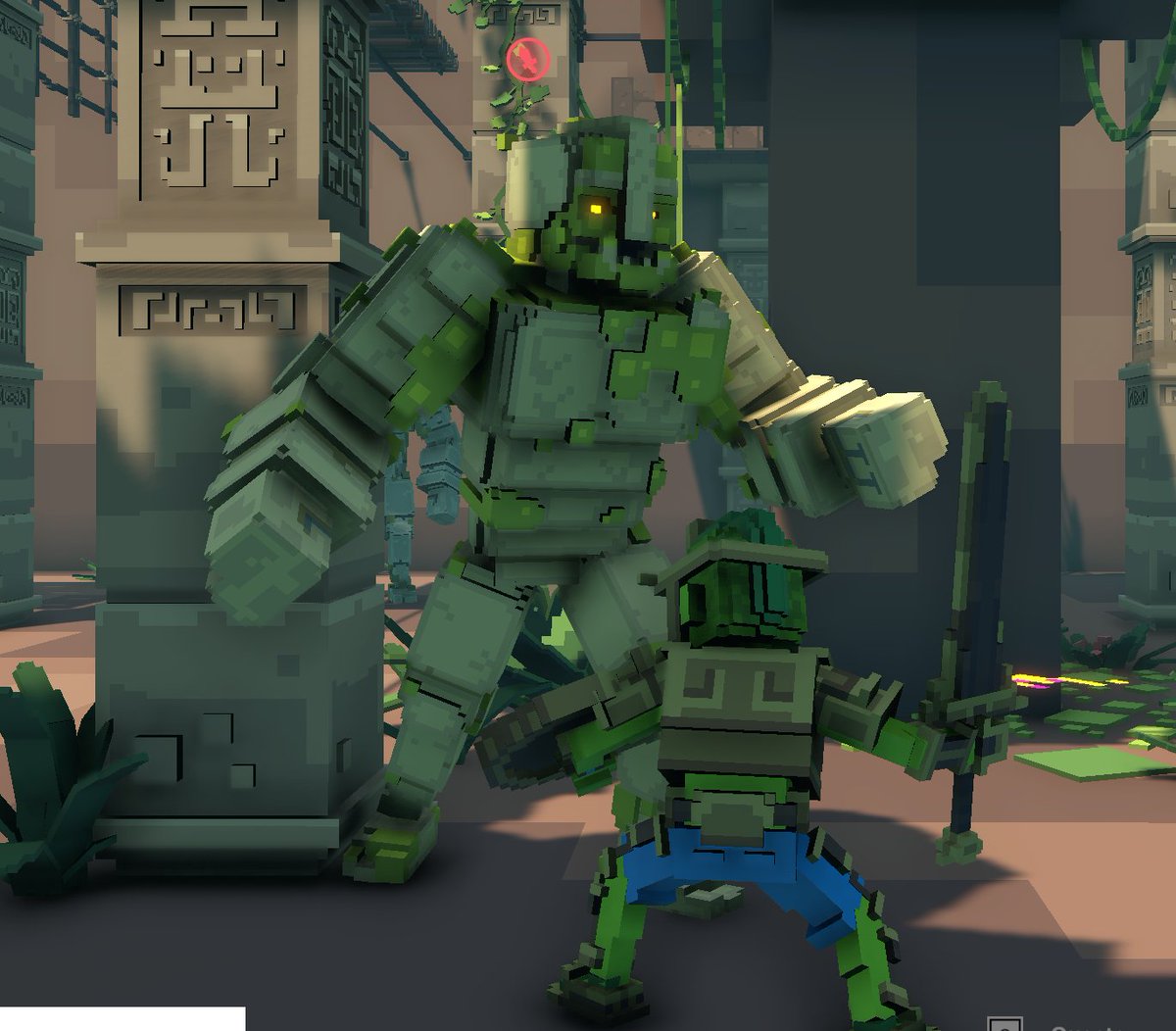 AchesonBoris's tweet photo. @TheSandboxGame Couldn't afford to miss those golems. I had to try my hand. Having found all the parts of the ancient armor, as well as the magic sword, I entered into battle with them. Now I have a victory over two stone golems, as well as one glass https://t.co/TVxPKXdK4X
