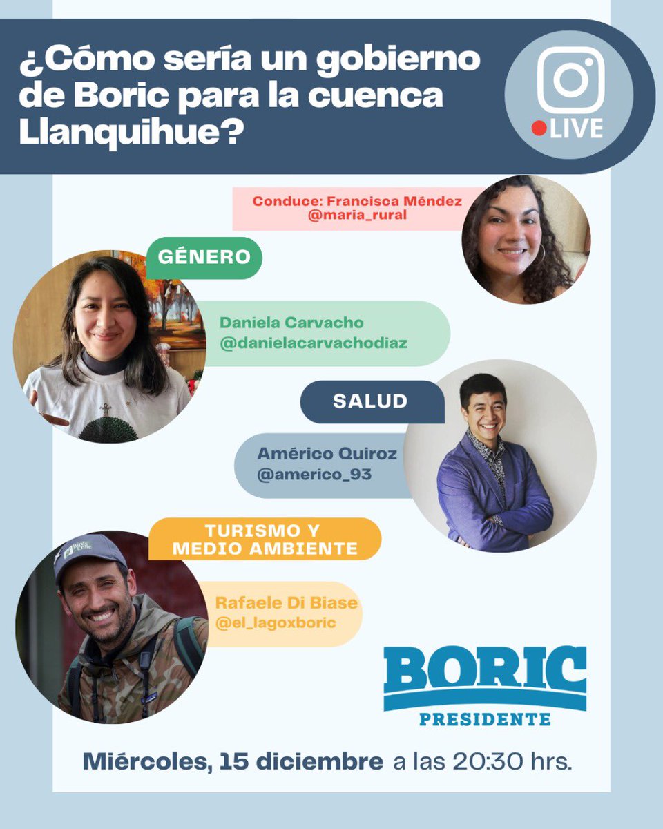 El_LagoxBoric's tweet photo. ¿Cómo sería un gobierno de Boric para la cuenca del Lago Llanquihue? Únete a nuestra conversación por Instagram Live mañana a las 20:00 hrs #BoricPresidentedeChile #BoricPresidente #PuertoVaras #Frutillar #Llanquihue #PuertoOctay https://t.co/92xsCFyDYi