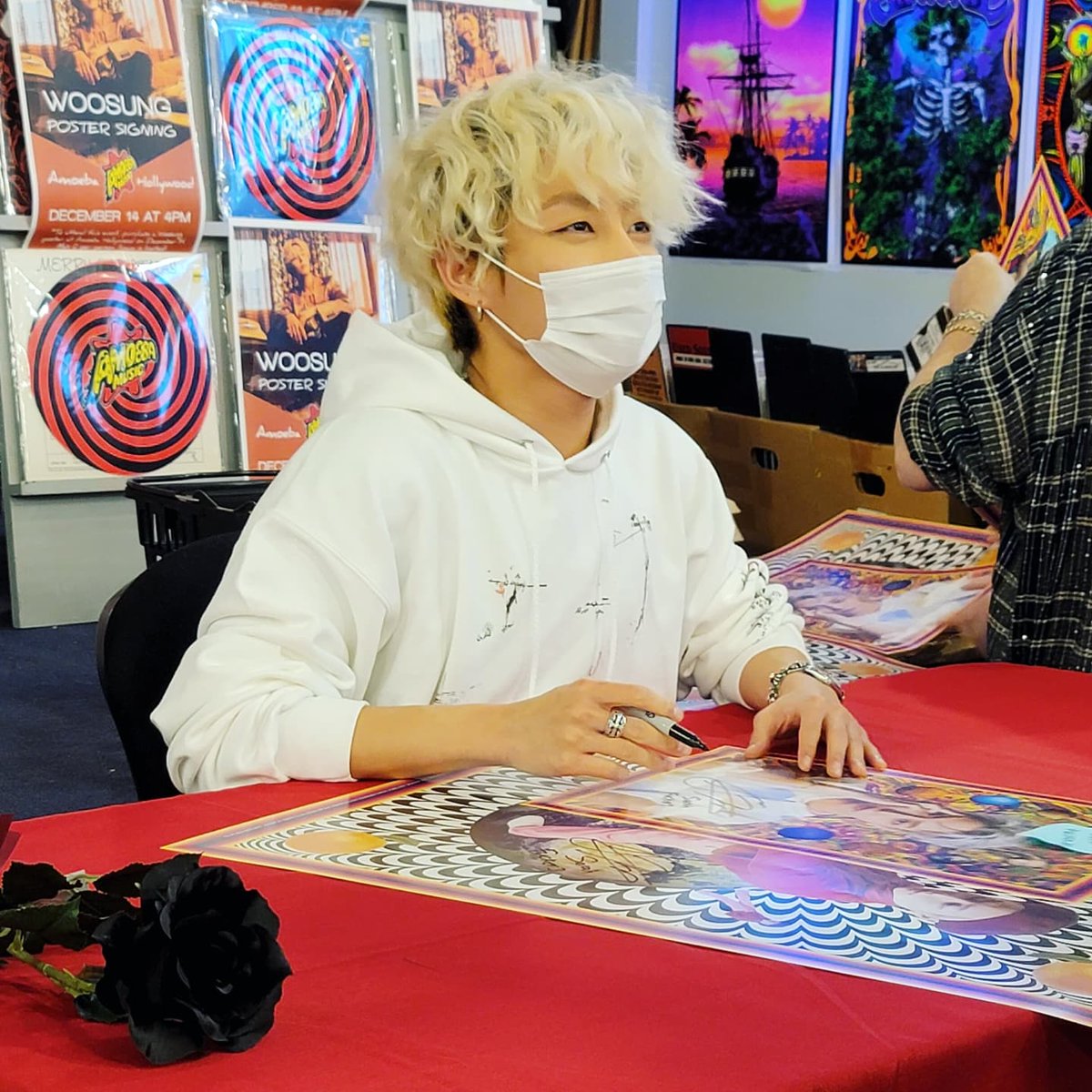 amoebamusic's tweet photo. .@woosungofficial visited Amoeba Hollywood today to meet fans and do a special poster signing!

Woosung's first digital full-length album "GENRE" is out now. https://t.co/nTNxY4a3UF