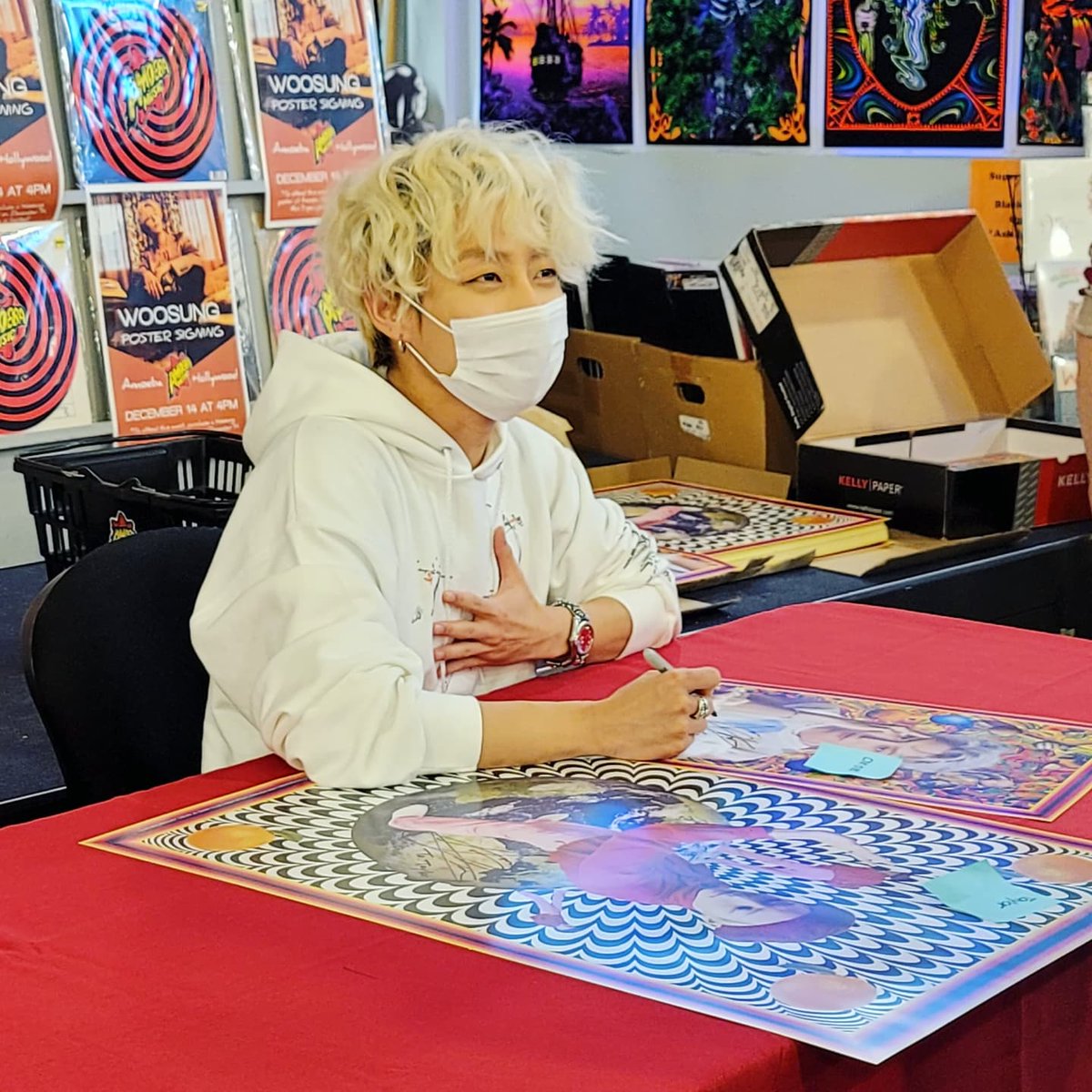 amoebamusic's tweet photo. .@woosungofficial visited Amoeba Hollywood today to meet fans and do a special poster signing!

Woosung's first digital full-length album "GENRE" is out now. https://t.co/nTNxY4a3UF