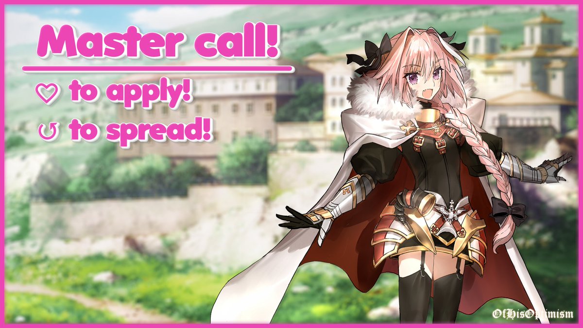 IchiNoJuNiYushi's tweet image. ⚔️ ~『MASTER CALL』!

    ⇃ - No set limit until I want one! - ⇂
              [May be slightly selective!]

            ↢#MasterCall - #FGORP↣
↢#MVRP - #TypeMoonRP - #FateRP↣