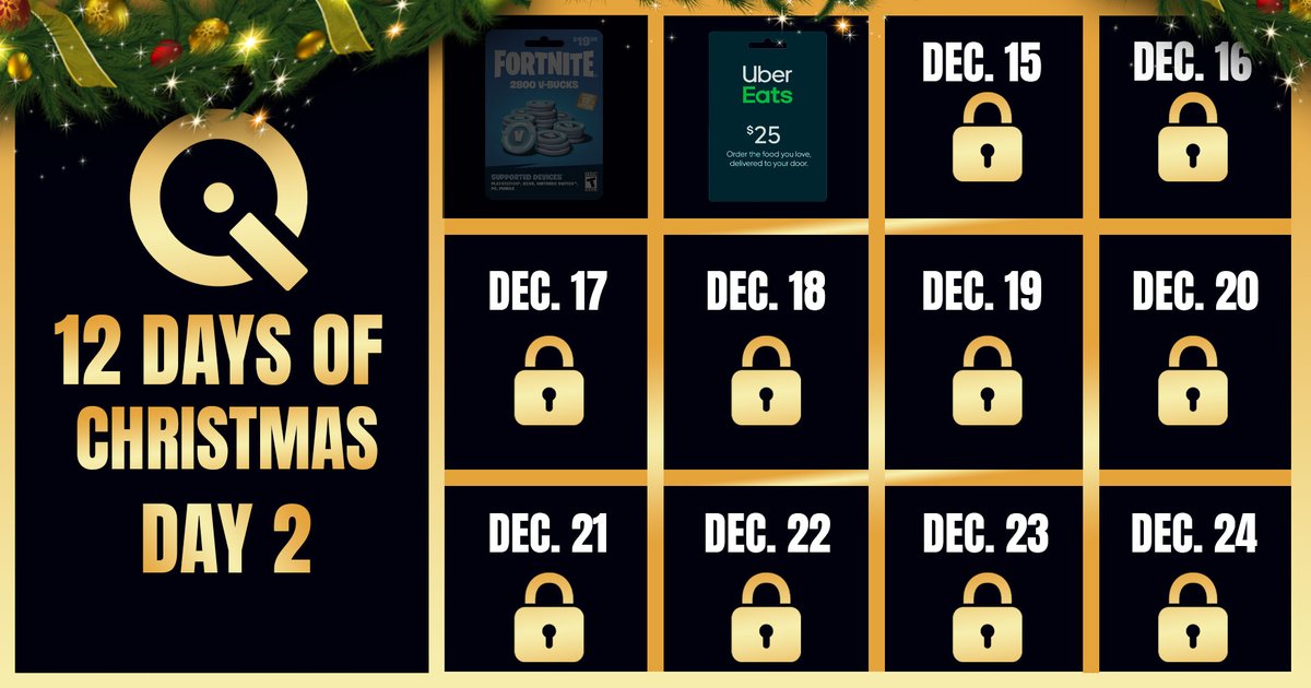 RichHomieQu1nnn's tweet image. RichHomiesQuinn's 12 Days Of Christmas | Each day unlocks a new items to giveaway with prizes increasing 
Day 2 - $25 Uber Eats Giftcard
To enter:
Follow @RichHomieQu1nnn @TheRichHomies 
Retweet ♻️
Winner Drawn in 24 Hours GL and Happy Holidays