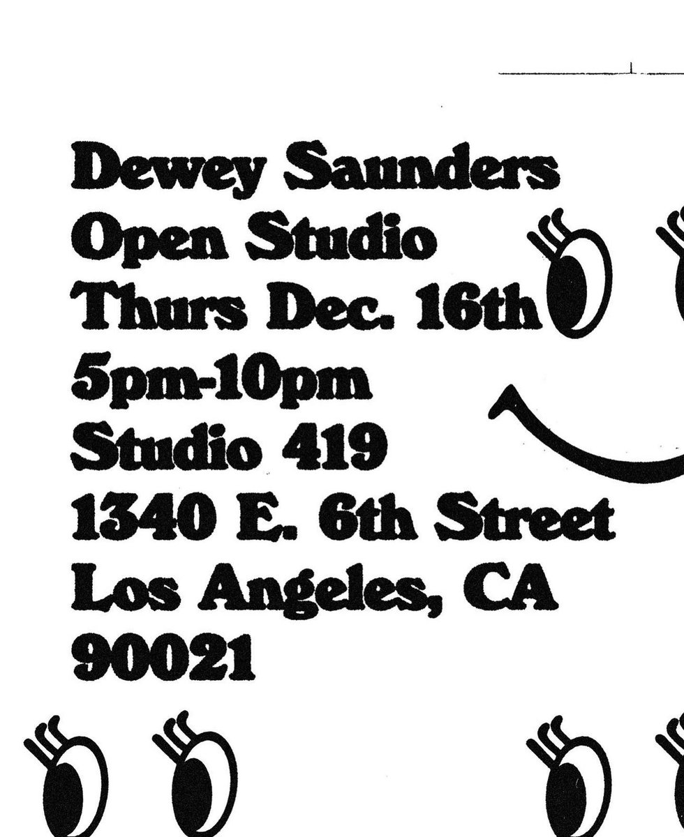 Dewey Bryan (@deweysaunders) on Twitter photo Open Studio Sale Thursday!
Los Angeles I am opening the doors to my Arts District studio and making TONS of artwork available for purchase. This is a great chance to get an original piece and chop it up with some great people. Beverages by <a href="/FlyingEmbers/">Flying Embers</a> 🤩🎉🚀🤝 Open Studio Sale Thursday!
Los Angeles I am opening the doors to my Arts District studio and making TONS of artwork available for purchase. This is a great chance to get an original piece and chop it up with some great people. Beverages by <a href="/FlyingEmbers/">Flying Embers</a> 🤩🎉🚀🤝