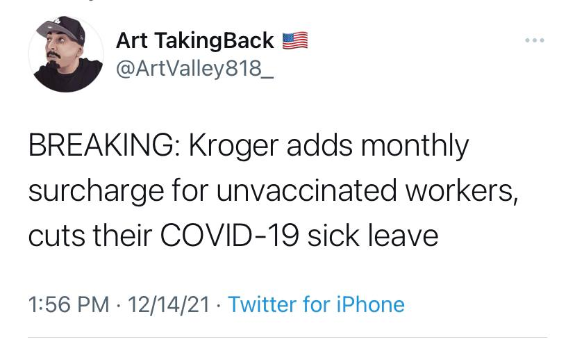 darkone1's tweet photo. #Kroger -vs- #PureBloods & #PartiallyVaccinated (aka #Unvaccinated ) https://t.co/yrxAODFetG