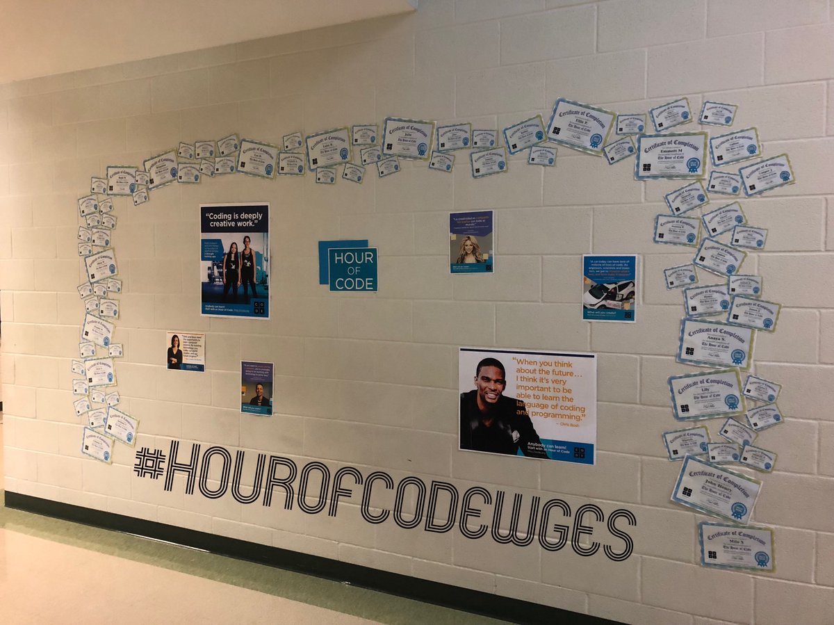 timmyGTI's tweet image. Our Hour Of Code certificate wall is growing every day! #HourOfCodeWGES #HourofCode @hourofcode #authentictechnology #futurereadylearners #realworldlearning @WGESdragons @Carrollisd #theGrove