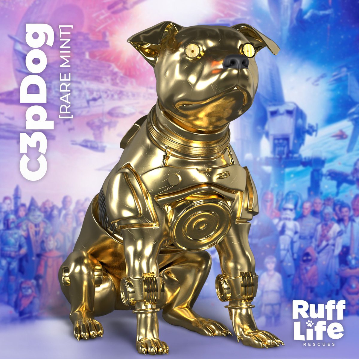 RuffLifeNFT's tweet photo. This ultra rare golden 1/1 RuffLife NFT is ready to be minted on December 20th 🌟 

The rarest RuffLife in our collection!!! This NFT will hold exclusive perks that no other RuffLife NFT will have. 💎 

Only 6 days left until we launch, join us before it’s too late! 🔥 https://t.co/t674QxZSRO