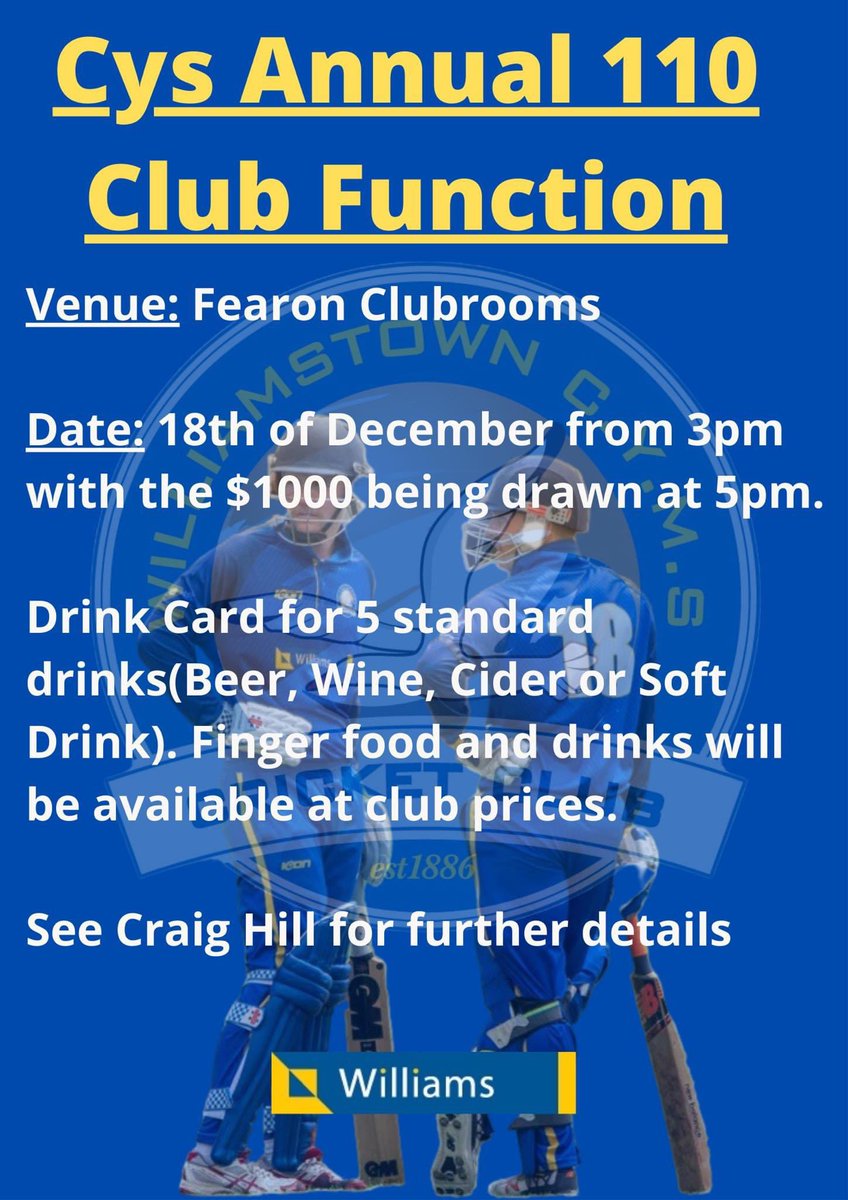 Williamstown CYMS Cricket Club tweet media