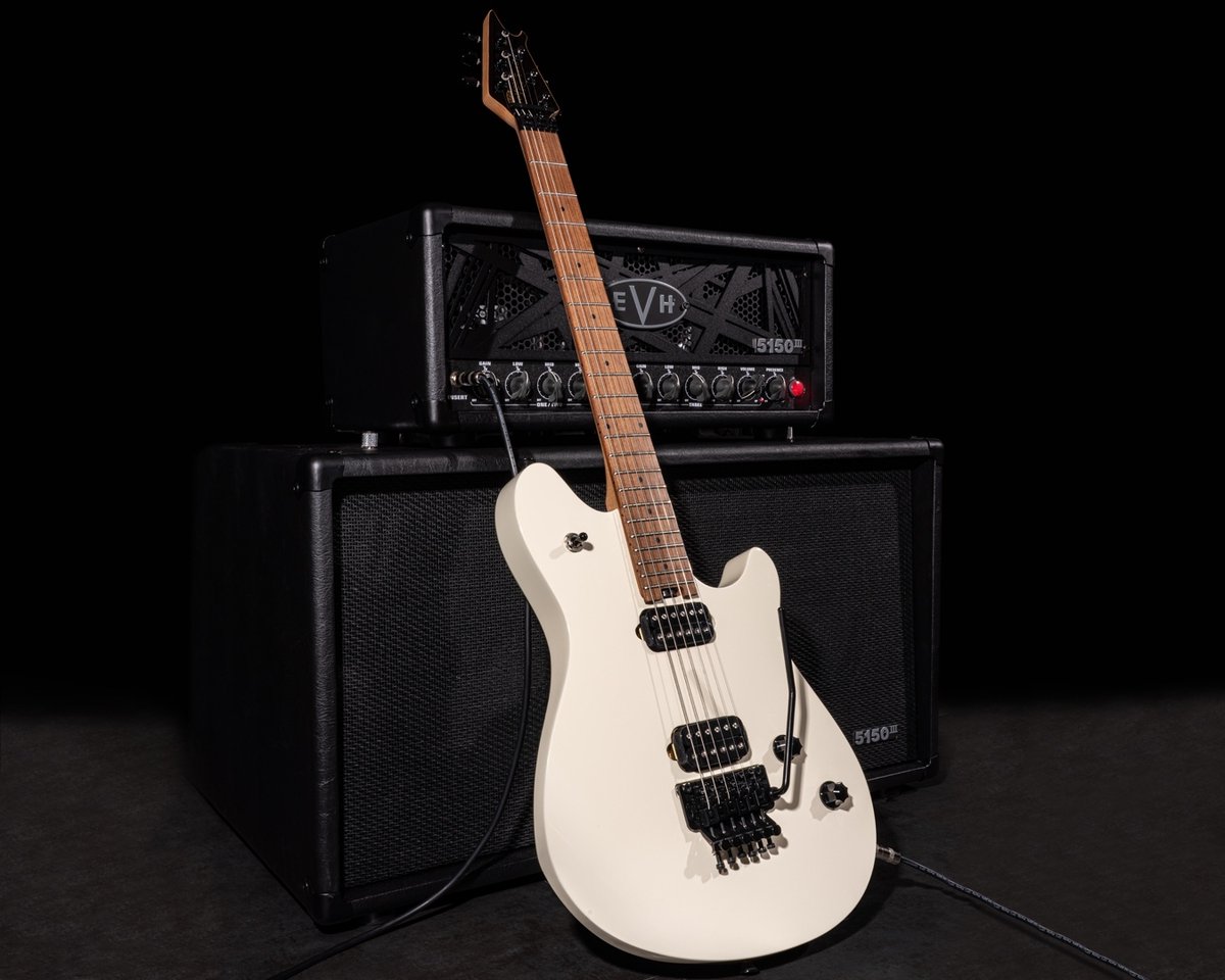 evhgear's tweet photo. This Wolfgang® WG Standard in Cream White features a baked maple neck and fingerboard, EVH Wolfgang pickups, heel-mount truss rod wheel, EVH-branded Floyd Rose® Special bridge & more. #roadtested #wolfgang #evhgear #evh https://t.co/pIF3CBOMrV https://t.co/QLuuv7uIYS