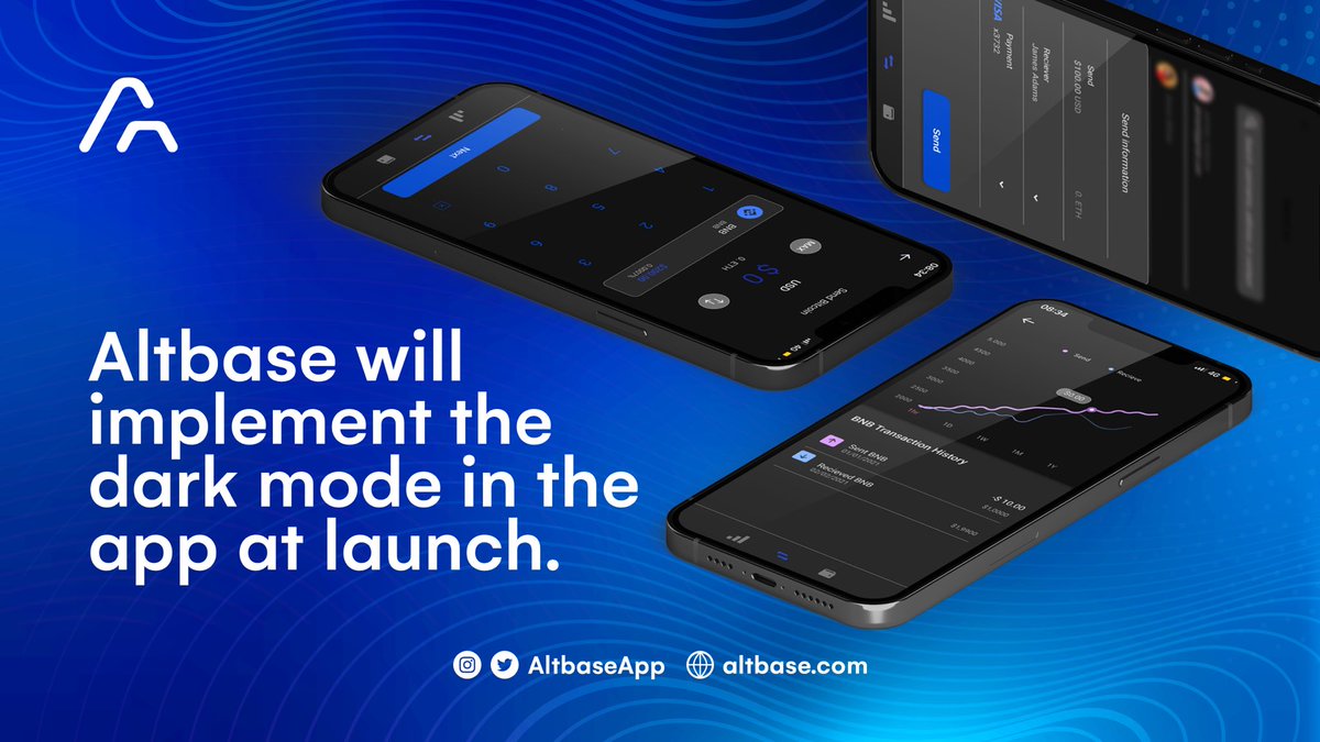 AltbaseApp's tweet photo. Altbasers 🏡

We know you’ve been waiting for the app to be released, well let’s start by saying we are one step closer to achieving this! 📢

DARK MODE will be implemented straight at the launch of the app &amp; STAKING will be announced shortly after the app is released. 🌐 https://t.co/u3tLizmO5N
