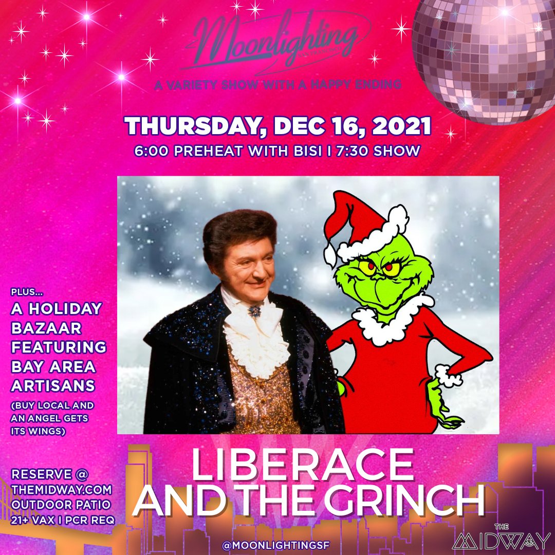Liberace has never sounded better. Join him for a festive jubilee of your favorite and not-so-favorite holiday songs. He’ll be joined by a special guest sure to balance out all the holiday cheer. Doors at 6, show at 7:30. Be there or we’ll talk about you. tixr.com/groups/midways…