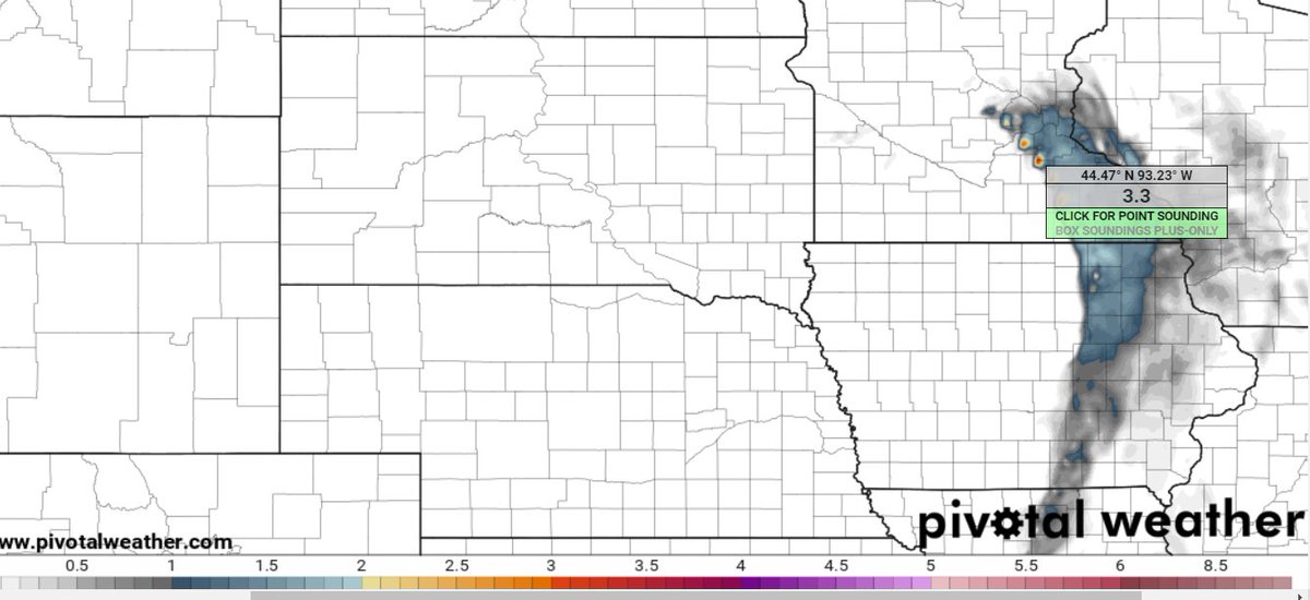 This. Is. Nuts.
NOAA:  "Majority of significant tornadoes (F2/greater damage) have been associated with STP values greater than 1."
HRRR model 7 pm Wednesday: Significant tornado parameter values between 1 and 3.3 from SW Twin Cities southward near/along I-35.
 #mnwx