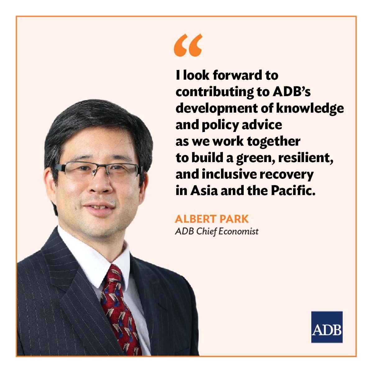 Albert Park (@adbchiefecon) on Twitter photo Thank you for the warm welcome, ADB!
I’m honored to take on the <a href="/ADB_HQ/">Asian Development Bank</a> Chief Economist role.
I look forward to contributing to ADB’s mission of helping build a green, resilient, and inclusive Asia and the Pacific. Thank you for the warm welcome, ADB!
I’m honored to take on the <a href="/ADB_HQ/">Asian Development Bank</a> Chief Economist role.
I look forward to contributing to ADB’s mission of helping build a green, resilient, and inclusive Asia and the Pacific.