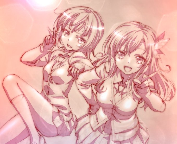 仲良くピースサインの過去絵レタッチ✌️ 