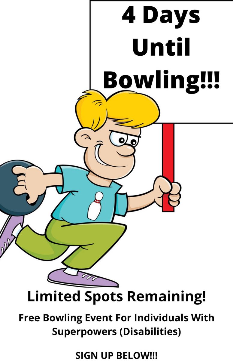 WEUNITEALL's tweet photo. Only 4 days and 3 sleeps until our Bowling Event!!! We are so excited! Make sure to reserve your spot before they are gone! 

Sign up at:
https://t.co/9piFuJaV8P

#UniteUsAll #InclusionRevolution #Disabilities #InclusionMatters https://t.co/CNGTzi1rWb