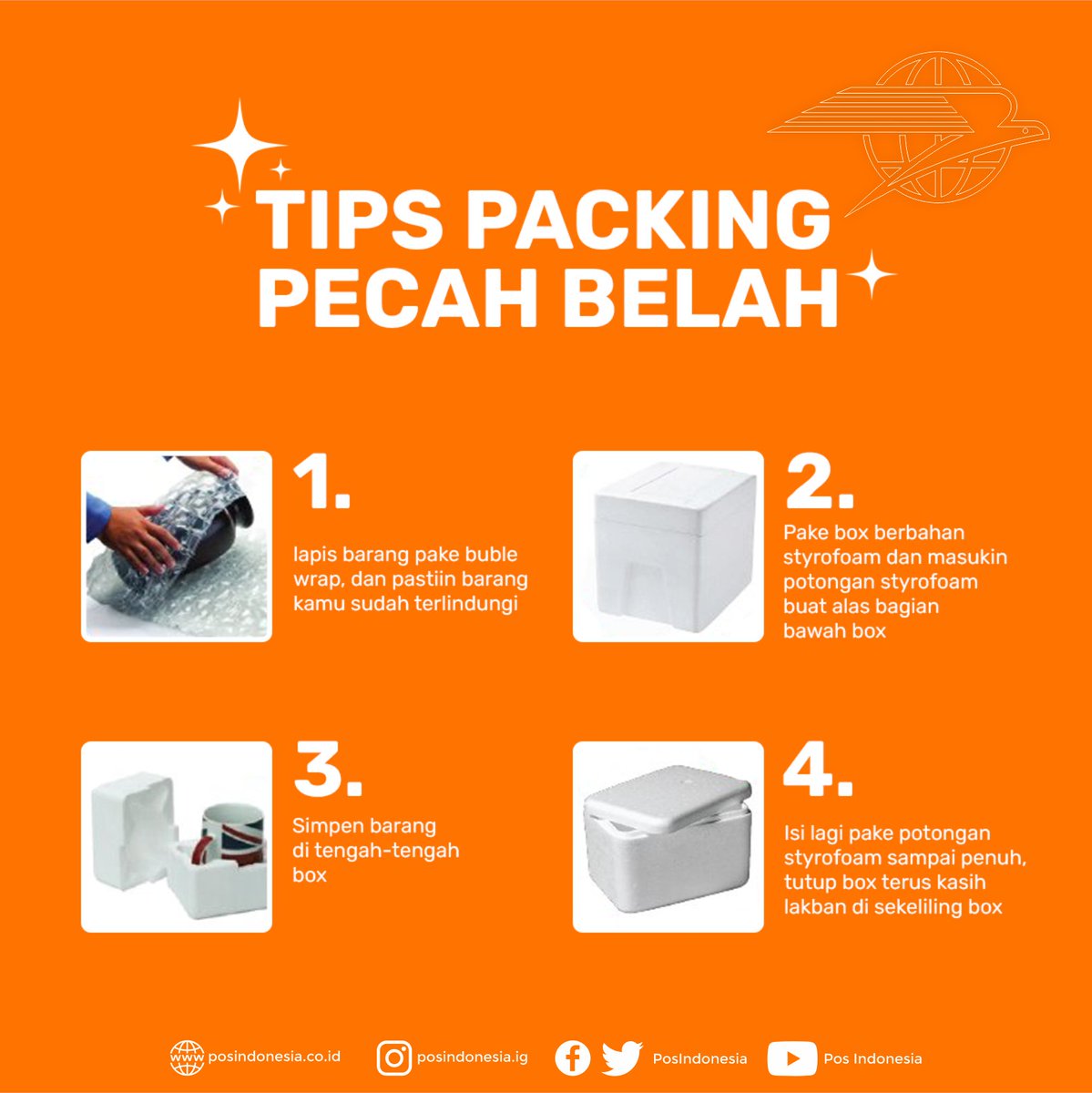 PosIndonesia's tweet photo. Sahabat Pos Indonesia, mimin mau share #tips cara packing barang pecah belah nih buat kalian 👆 yuk simak tipsnya, biar paketmu aman selamat sampai tujuan 😃
#PosIndonesia
#Tutorial #Packing
#InfoPos
#Deliveryourlove
#DiPosIndonesiaAja https://t.co/n8I5uOoBaE
